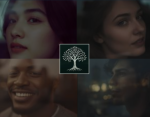 Four professionals shown in reflective portraits around the SBX tree mark, representing the Authentic Presence Framework.